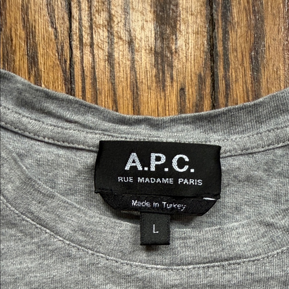 A.P.C. Light Gray Short Sleeve Tee - Picture 2 of 6